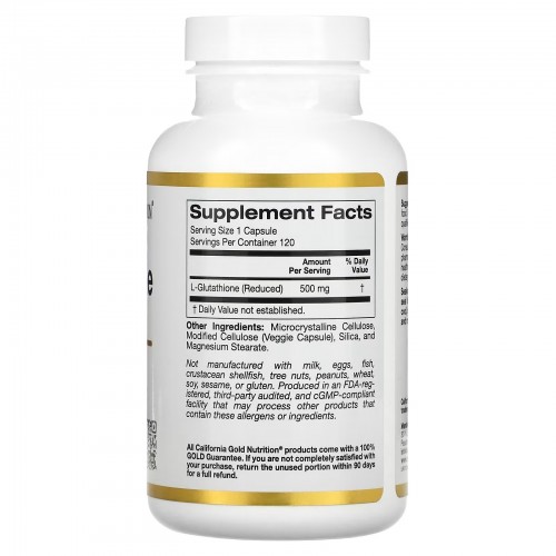 California Gold Nutrition, L-глутатион (восстановленный), 500 мг, 120 растительных капсул
